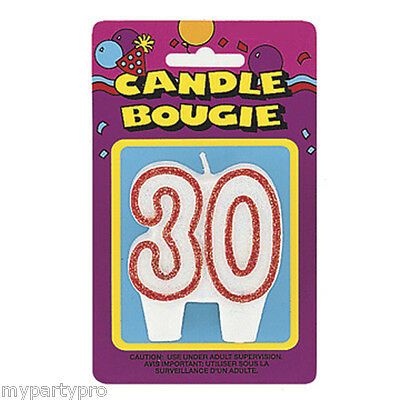 30th Birthday Red Glitter Candle Cake Topper