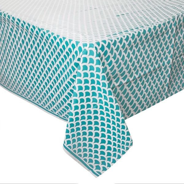 *Caribbean Teal Scallop Table Cover - 54x84in - Mermaid Scales