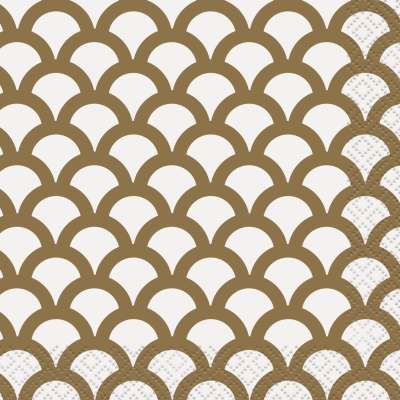 Gold Scallop Party Beverage/Cocktail Napkins, 16ct - Mermaid Scales - Mermaid Napkins
