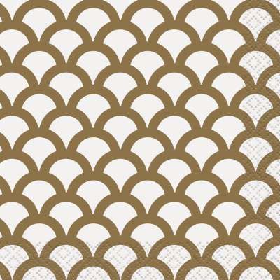 Gold Scallop Party Beverage/Cocktail Napkins, 16ct - Mermaid Scales - Mermaid Napkins