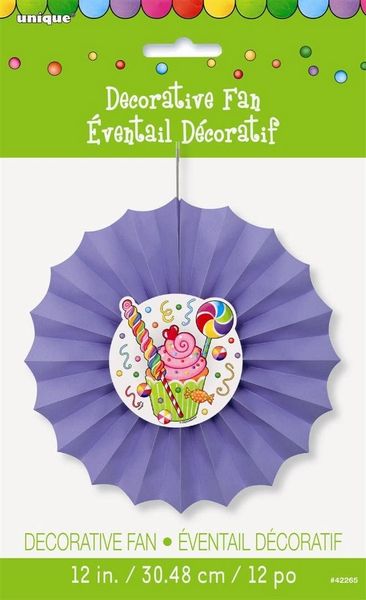 Lavender Candy Birthday Party Paper Fan Decoration, 12in - 1ct - Cupcake Party