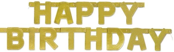 Gold Happy Birthday Banner Party Decoration, 4ft - Birthday Decorations