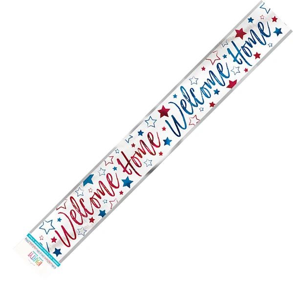 Welcome Home Patriotic Foil Banner Decoration, 12ft