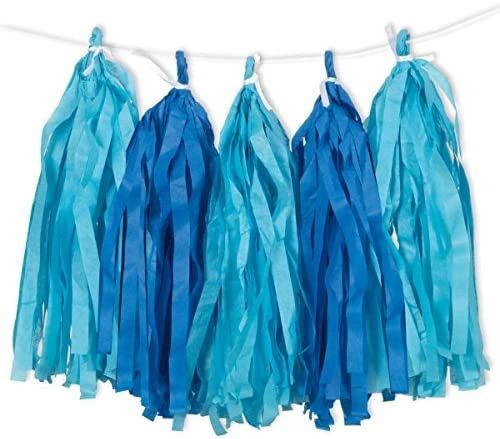 *Blue Tissue Paper Tassel Garland Decoration, 9ft