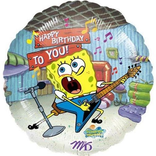 (#C7) SpongeBob SquarePants Happy Birthday Round Foil Balloon, 18in