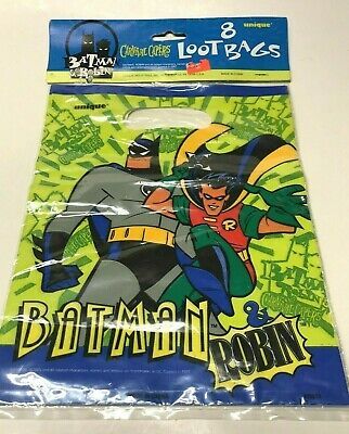 Rare Vintage Batman & Robin Carnival Capers Birthday Party Loot Bags, 8ct, 1997 - Discontinued