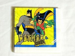 BOGO SALE - Rare Vintage Batman & Robin Carnival Capers Birthday Party Beverage Napkins, 16ct, 1997