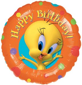 Rare - BOGO SALE - Tweety Bird Happy Birthday Balloon, Orange, 18in