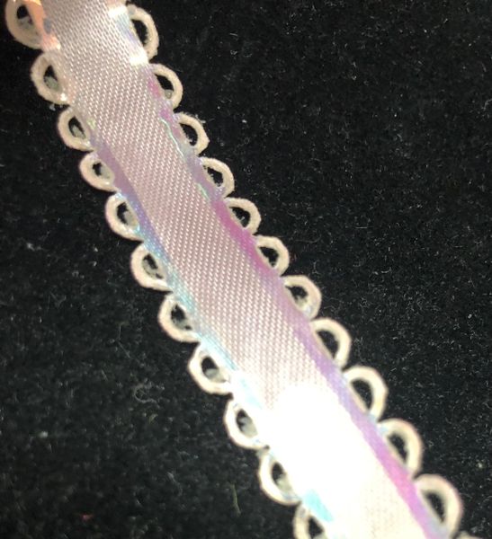 Pink Ribbon, Iridescent Scalloped Edge, 25yd x 3.0W