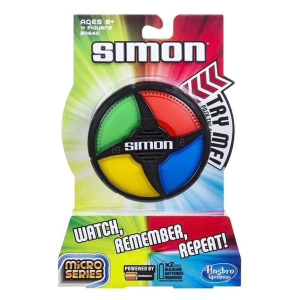 Mini Simon Electronic Memory Game, Micro Series, 2 Modes, Solo or Pass It,