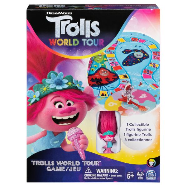SALE - Trolls World Tour Game with Queen Poppy Collectible Toy Figure - Board Games