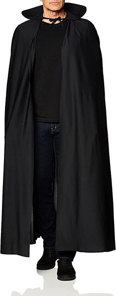 Full Length Black Cape, 60in - Magician, Vampire - Halloween Spirit