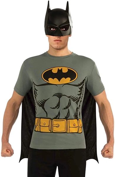 Batman Shirt Costume, T-Shirt, Cape And Mask, Medium - After Halloween Sale - under $20