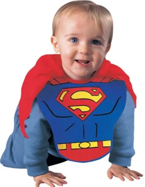 Baby Superman Bib & Cape Costume, up to 9 months - Halloween Sale - under $20