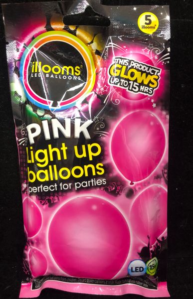 BOGO SALE - Pink Led Light Up Balloons, Latex, 10in - 5ct