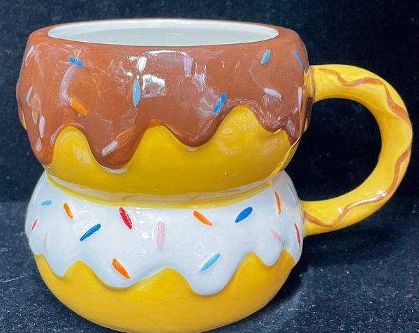 Chocolate Frosting, Sprinkles Ceramic Donut Coffee Mug, Tea Cup, 16oz - Simpsons
