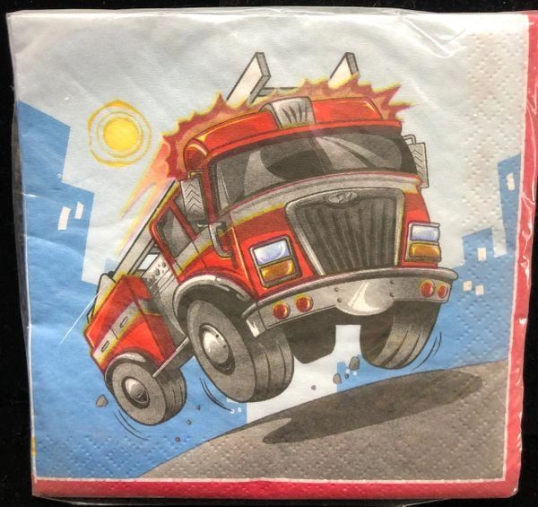 *Red Fire Engine, Firefighter Party Beverage/Cocktail Napkins, 24ct