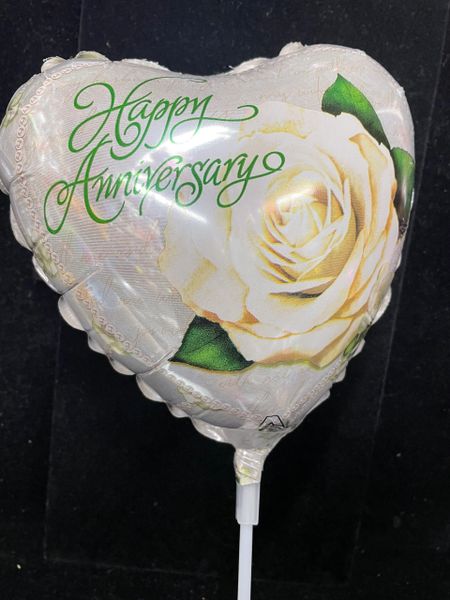Happy Anniversary Stick Balloon, Air Filled, 9in