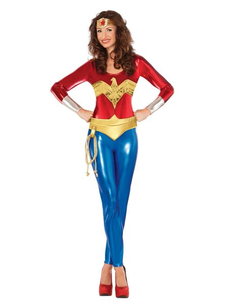 *Wonder Woman DC Comics Superhero Catsuit Costume, Women's - Halloween