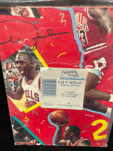 Rare - Vintage Michael Jordan Basketball Gift Wrap - Bulls - 2 Sheets, 20in x 30in each, Celebrations by Gibson