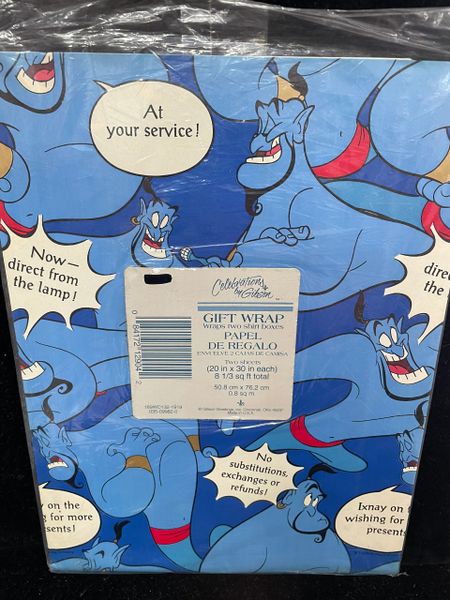 Rare - Vintage Aladdin Gift Wrap, 2 sheets, 20in x 30in each, Celebrations by Gibson