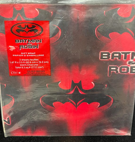 Vintage Batman & Robin Gift Wrap, 2 Sheets, 18in x 29in each, by Cleo