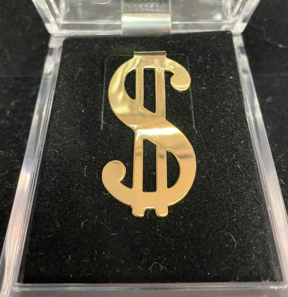 *Vintage Gold Metal Dollar $ Sign Money Clip Costume Accessory - Dad Gifts - Halloween