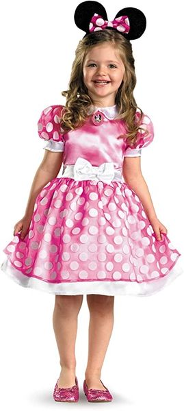 *Minnie Mouse Pink Polka Dot Dress Costume, Toddler Girls Size 3T-4T - Halloween