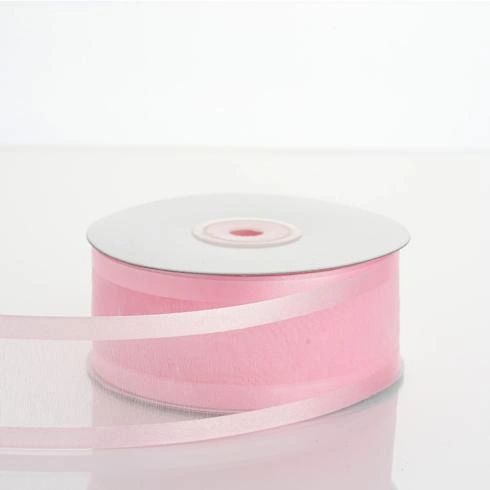 Pink Organza Sheer Ribbon-25yd x 1-1/2in, with Satin Edge - Ribbon Sale