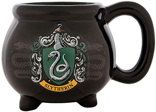 Harry Potter House Slytherin Crest Caldron Ceramic 3D Sculpted Mug, 20 oz, Coffee, Tea Cup - Black