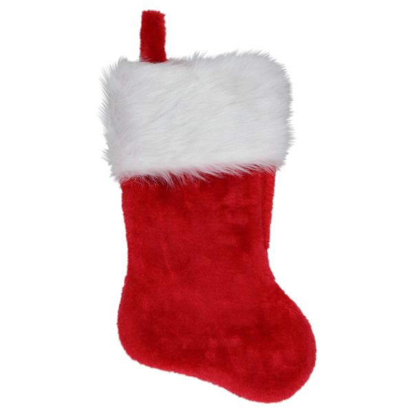 *Red Velvet Plush Christmas Stocking, White Fur - 16in - Holiday Sale