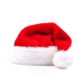 *Small Christmas Santa Clause Hats, with fur trim & elastic strap, 7in - Perfect for Dolls, Cats, Dogs, Pets - Holiday Novelty
