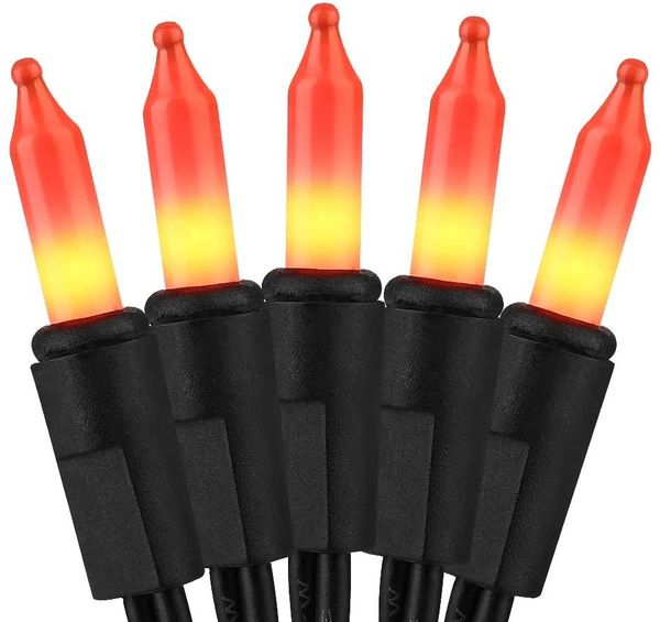 *100 Orange Candy Corn Halloween String Lights, Green Wire – Indoor/Outdoor