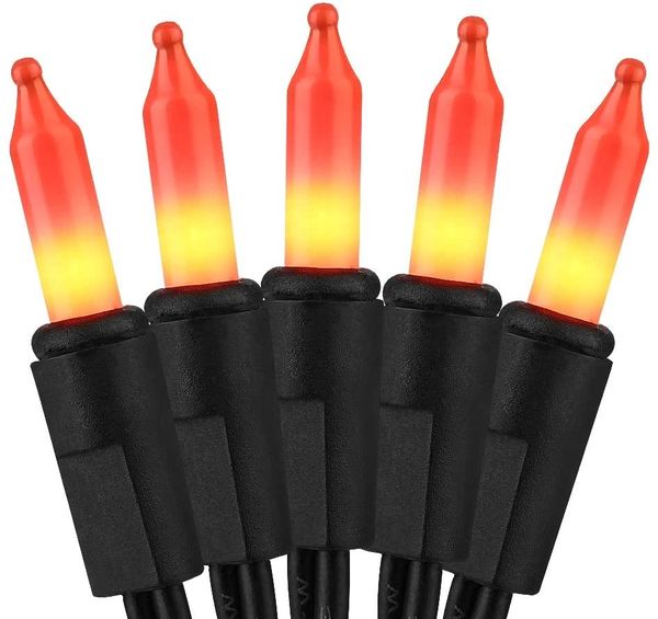 *100 Orange Candy Corn Halloween String Lights, Green Wire – Indoor/Outdoor