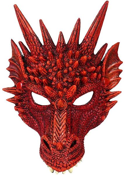 *Red Fire Dragon Mask Costume Accessory, Boys - Cosplay - Halloween