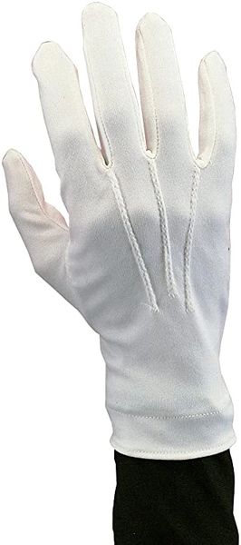White Gloves Accessory, Mens - Santa Clause, Clown, Ringmaster, Crossing Guard - Halloween Spirit - Purim - under $20