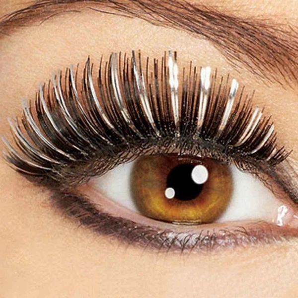 Black & Silver Tinsel Eyelashes - Eye Art Decoration - Glamour Witch - Purim - Halloween Spirit - under $20