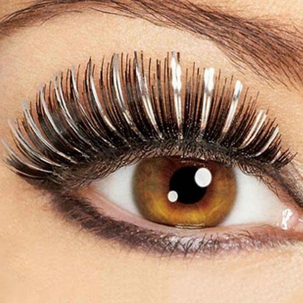 *Black & Silver Tinsel Eyelashes Extensions Costume Accessory, Temporary - Glamour Witch - Halloween