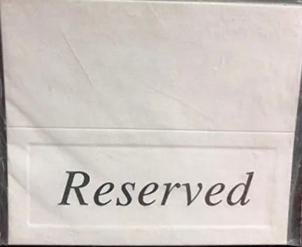 *Reserved Table Cards, White, 12ct