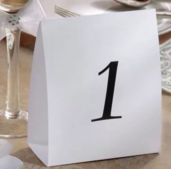 White Table Number Tent Cards - Place Cards - 12ct
