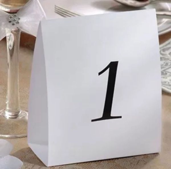 *Tall White Table Number Tent Place Cards, 5in - 12ct