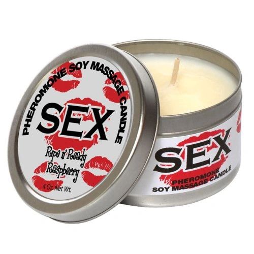 Sex Candle with Pheromones - Ripe n Ready Raspberry, 4oz - Adult Novelties