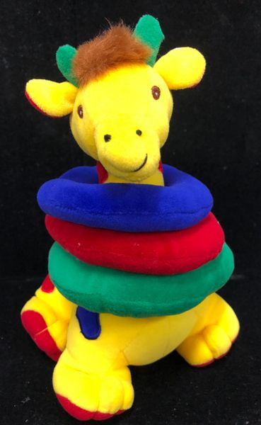 Giraffe Plush, Colorful Baby Ring Toy, Built-In Jingle, 10in - Primee Collection by Preferred Plush