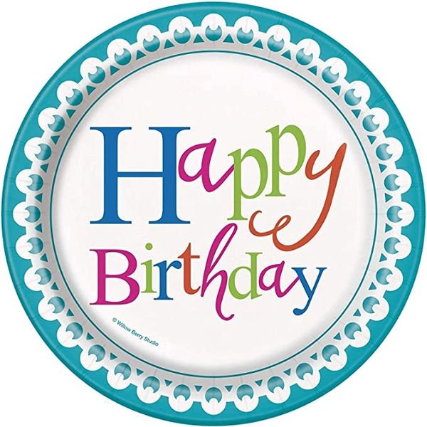 Happy Birthday Confetti Cake Party Cake Plates, 7in - 8ct