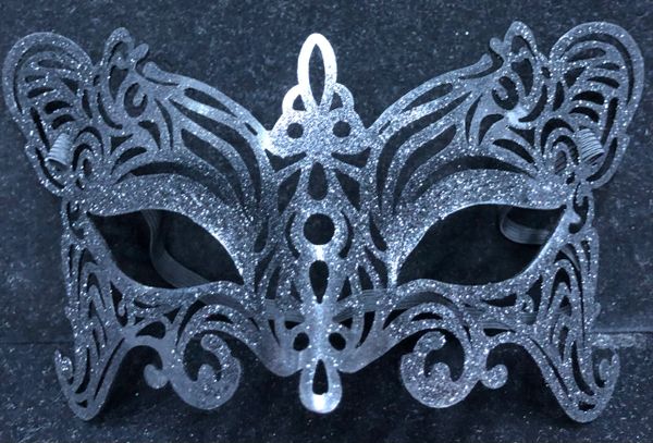 Costume Sale - Black Glitter Eye Mask - Masquerade Mask - Halloween Spirit - under $20