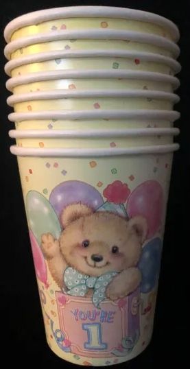 SALE - You're 1 Have Fun, 1st Birthday Teddy Bear Party Cups, 9oz Hot/Cold - Birthday Cups