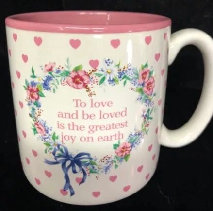 *Pink Hearts Floral Coffee Mug - To love and be loved is the greatest joy on earth - Mom Gifts