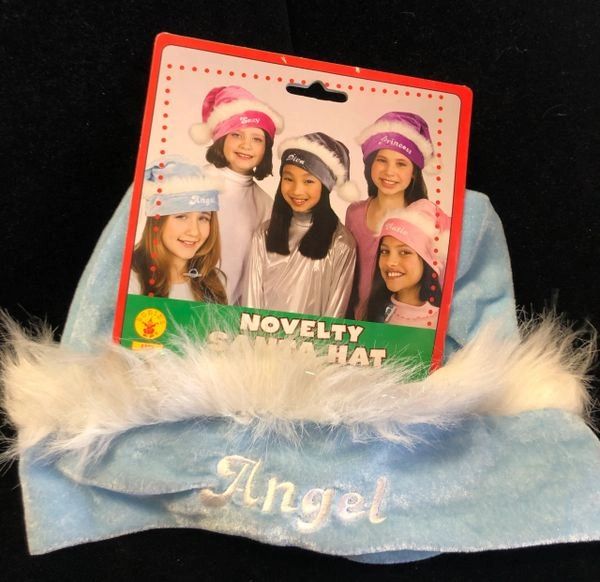 Velvet Blue Angel Santa Hat, Girls Christmas Holiday Sale