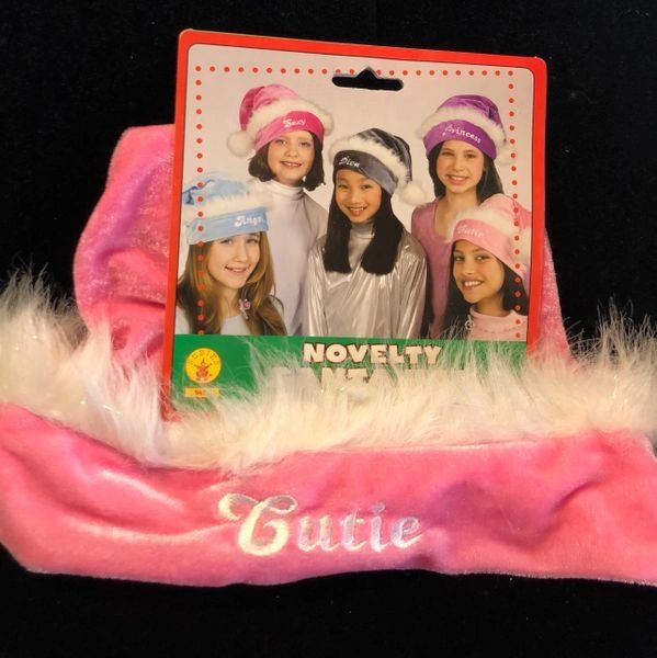 Velvet Pink Cutie Angel Santa Hat, Girls - Christmas Holiday Sale