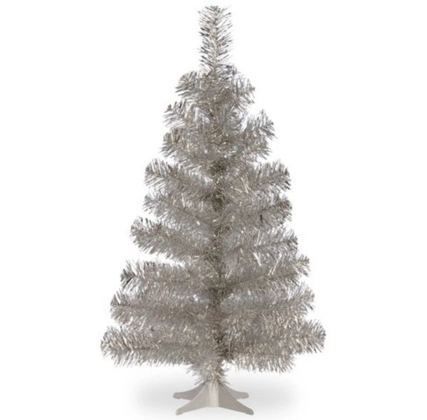 Silver Tinsel Tree, 3ft - Christmas Decorations by Kurt Adler